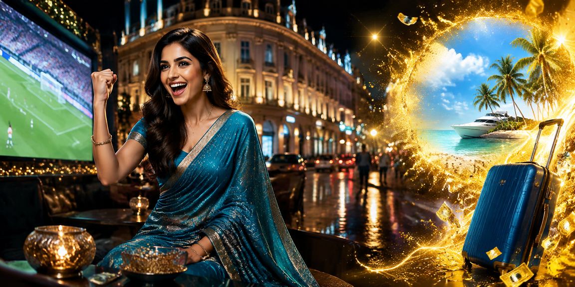 Indian woman using mobile app in shopping street, representing secure privacy